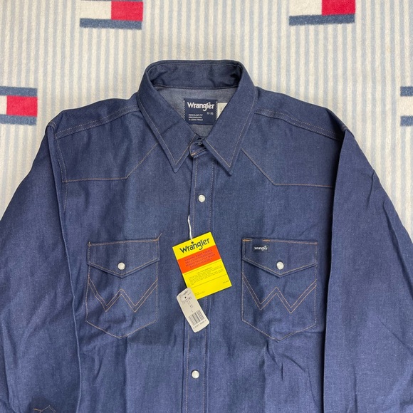 Vintage Wrangler Cowboy Cut Pearl Snap Denim Button Down Shirt NWT - Picture 3 of 12